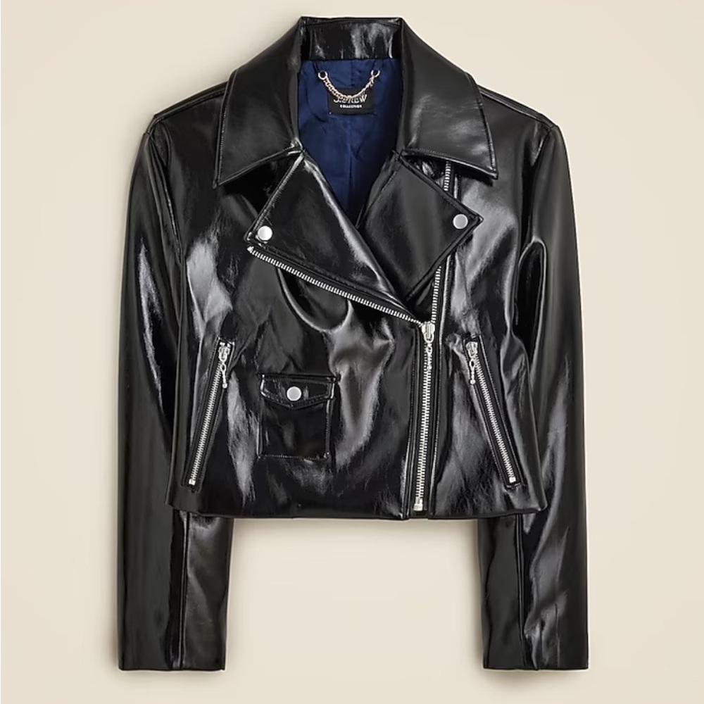 J. Crew Faux Patent Leather Moto Jacket